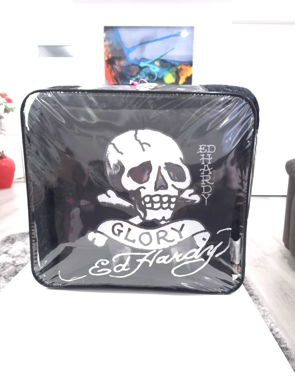 Ed Hardy KING 4-Piece Skull Embossed Black Comforter Set Set